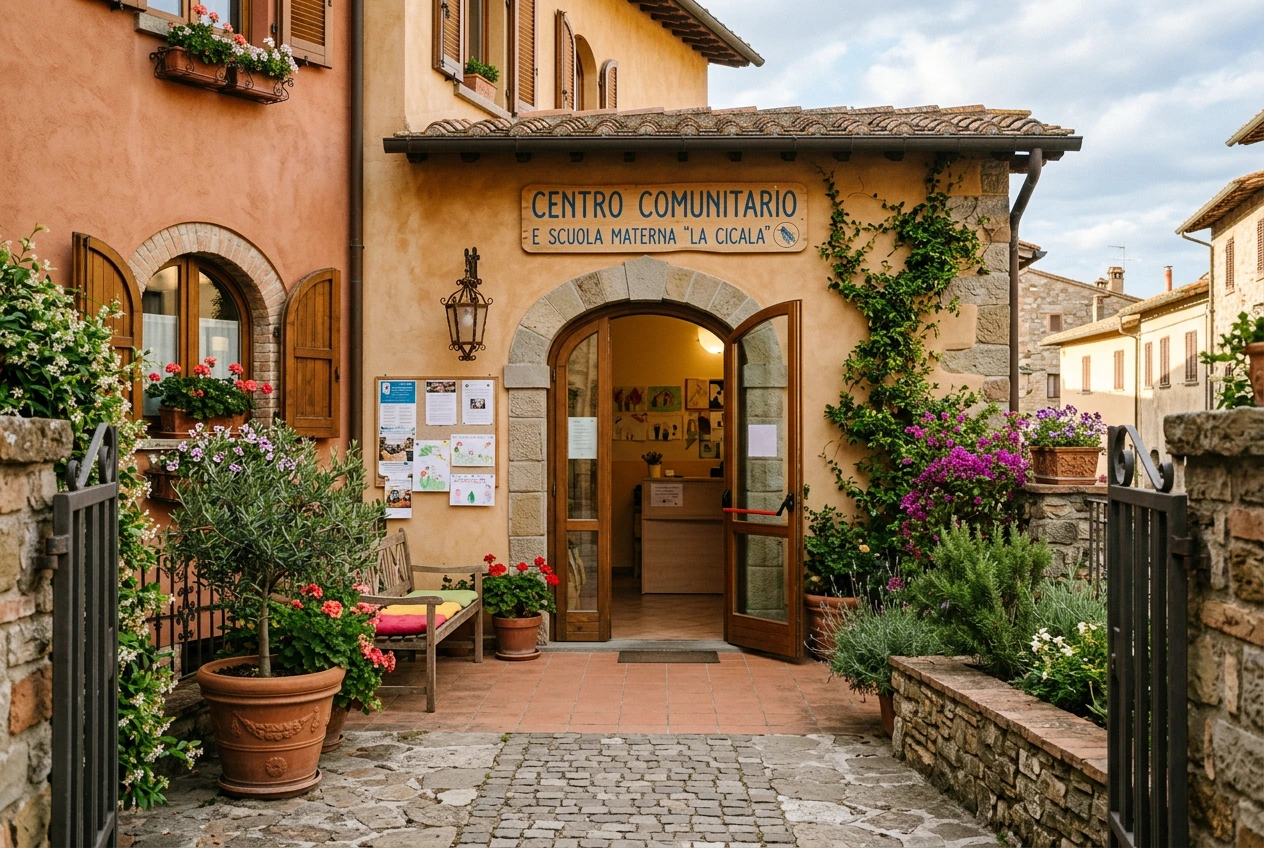 Ingresso di un centro comunitario italiano con sportello di mediazione familiare